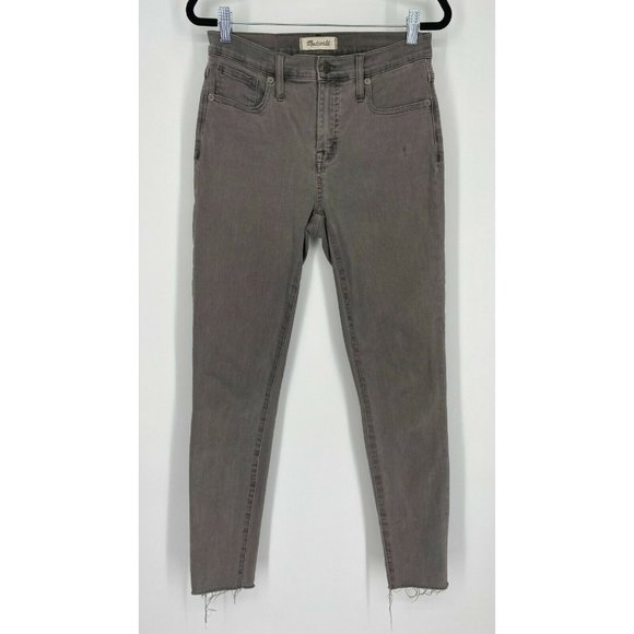 Madewell Denim - Madewell 9" High Rise Skinny Fit Jeans Womens Size 26 Stretch Raw Hem Denim Gray